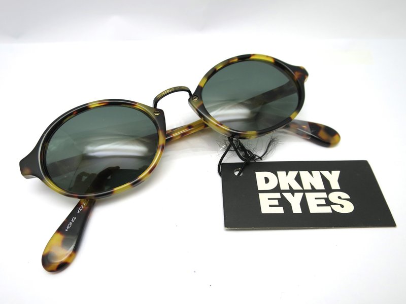 懷舊－vintage  80s90s DKNY 玳瑁色 太陽眼鏡 香港製 復古 墨鏡 - 眼鏡/鏡框 - 其他材質 卡其色