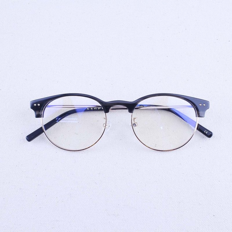 復古圓框 經典眉框 灰色透明款 鏡框 眼鏡 - Glasses & Frames - Plastic Gray