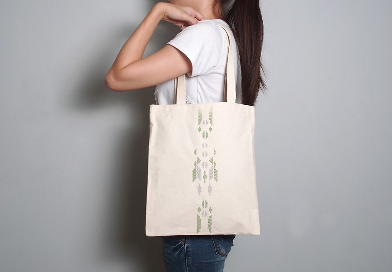 Hand-painted hand-printed cloth bag [XX] single-sided / double-sided portable / shoulder - Messenger Bags & Sling Bags - Cotton & Hemp Green