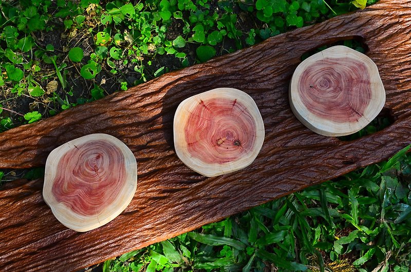 "Light Wood Fragrance"-30-year-old Dragon Cypress Rose Red Coaster - ที่รองแก้ว - ไม้ สีนำ้ตาล