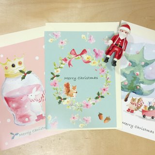 ゾーイの森林印刷クリスマスカード3グループPinkoiXmasクリスマスプレゼント