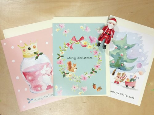 ゾーイの森林印刷クリスマスカード3グループPinkoiXmasクリスマスプレゼント