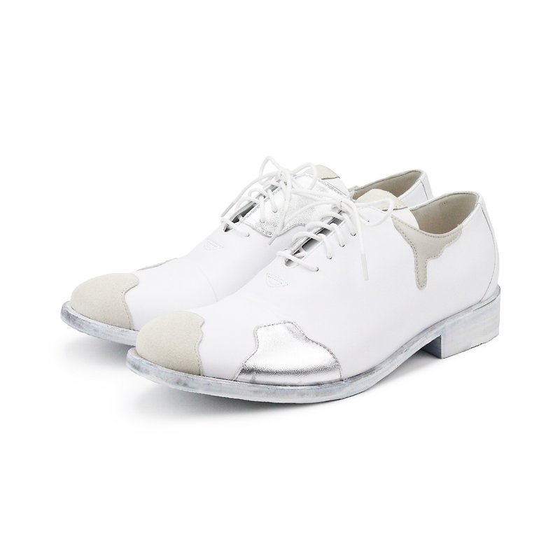 Oxford shoes Encounter Macaroon M1087 White - รองเท้าอ็อกฟอร์ดผู้ชาย - หนังแท้ ขาว