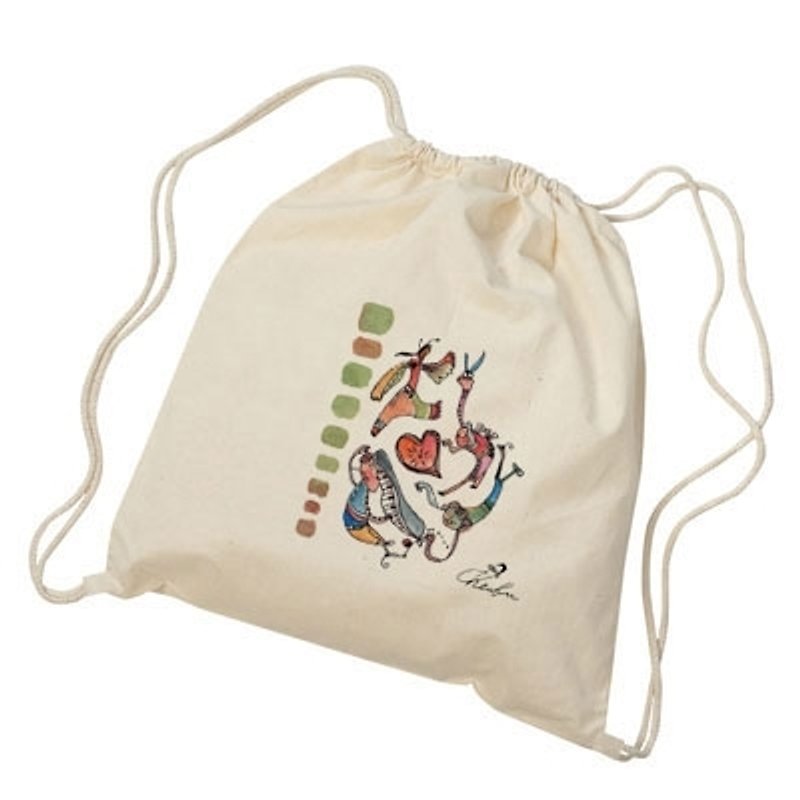 Canvas drawstring backpack-The party of Europe - Messenger Bags & Sling Bags - Other Materials White