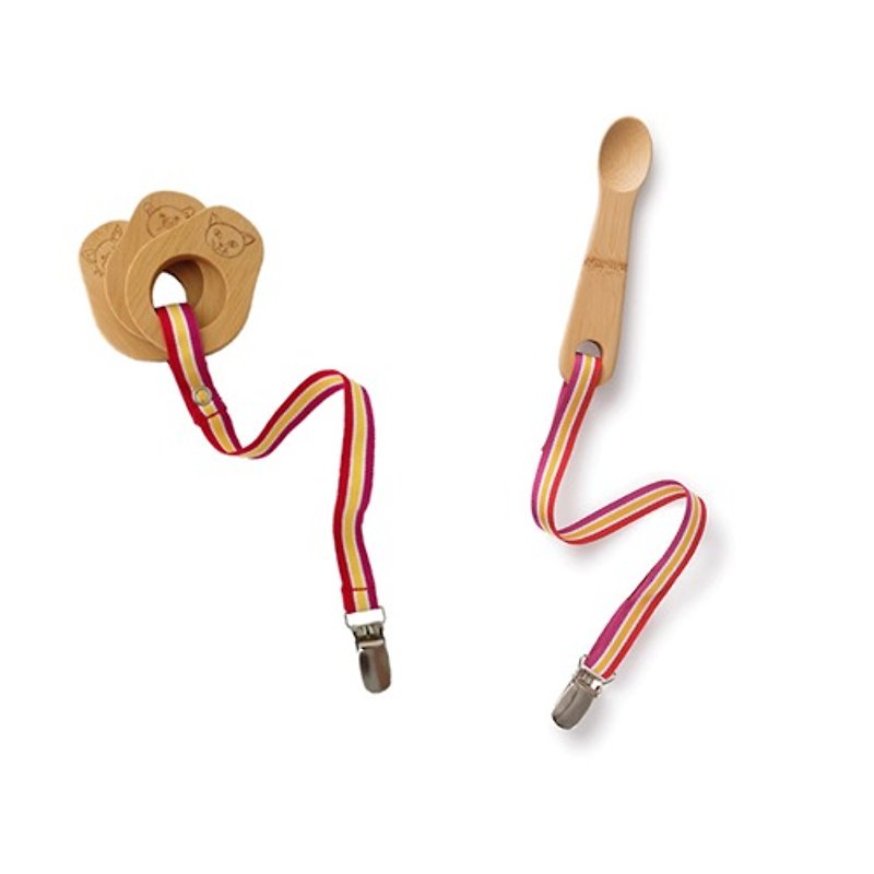 Bambu │ baby Guchi training device and spoon set (with zipper) - จานเล็ก - ไม้ไผ่ สีนำ้ตาล
