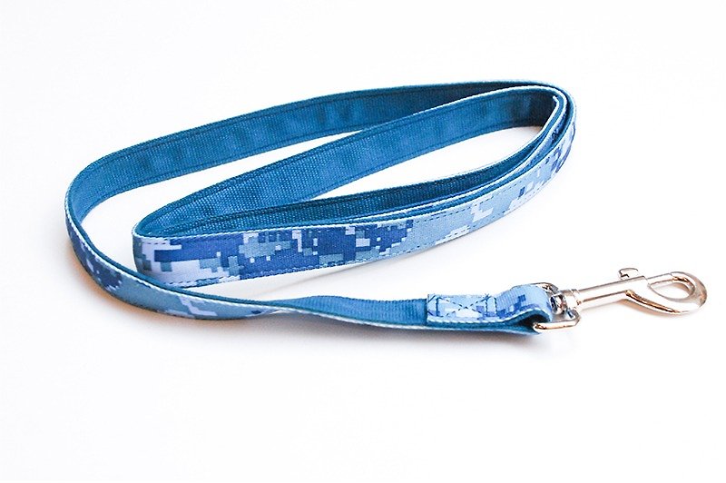 Lanyard (small) geometric print (for S, XS harness and collar) - ปลอกคอ - งานปัก สีน้ำเงิน