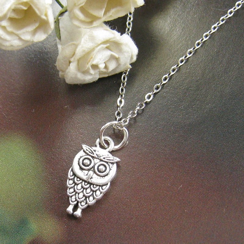 Little Owl Necklace (Christmas Gift) - สร้อยคอ - โลหะ สีเทา