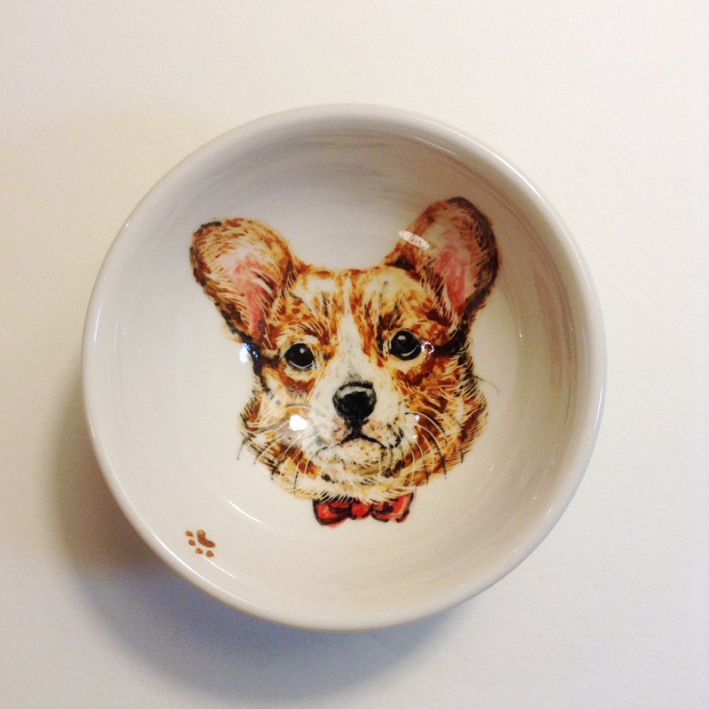 Painted small cup - small Corgi - ถ้วย - เครื่องลายคราม สีเหลือง