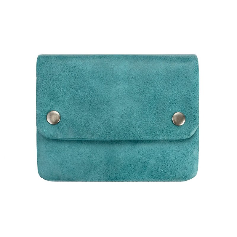 NORMA middle clip_Aqua / water blue - Wallets - Genuine Leather Blue