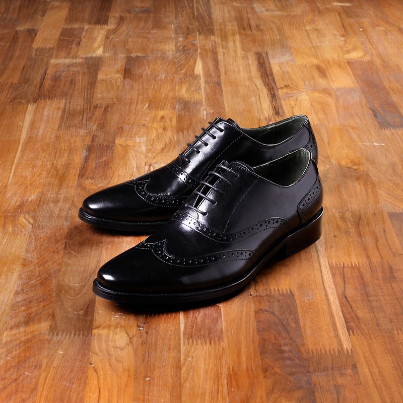 Vanger elegant and beautiful ‧ simple elegant wing pattern Oxford leather shoes Va159 elegant gentry black - รองเท้าอ็อกฟอร์ดผู้ชาย - หนังแท้ สีดำ