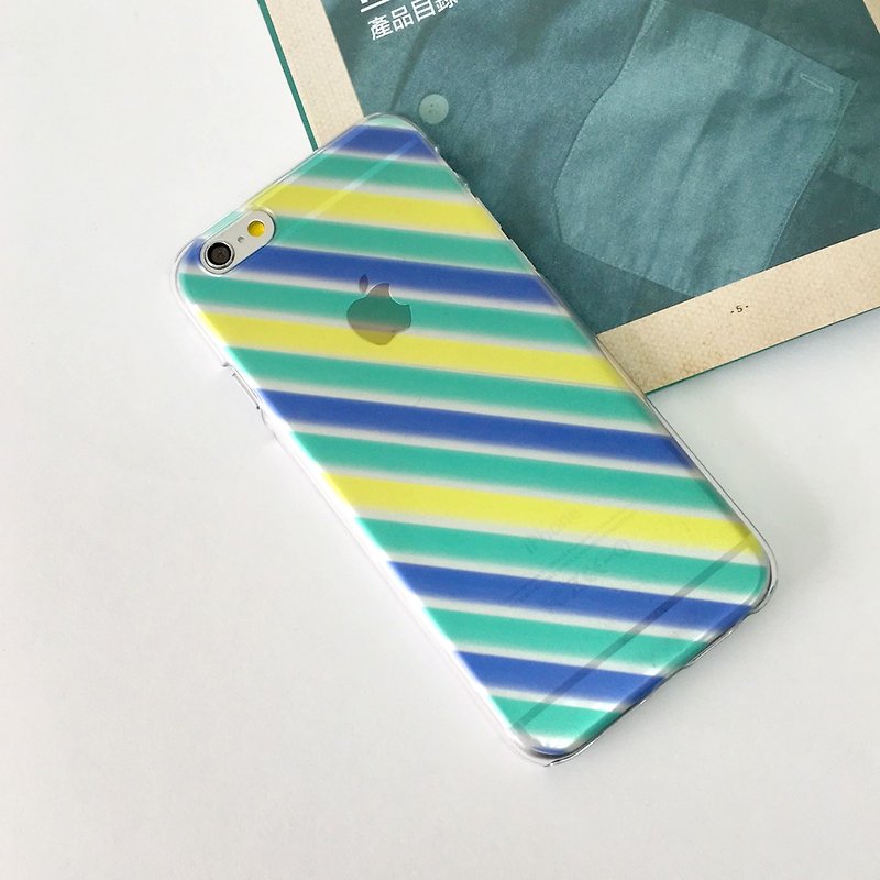 Diagonal Stripes Blue Green Yellow Print Soft / Hard Case for iPhone Samsung - Other - Plastic 