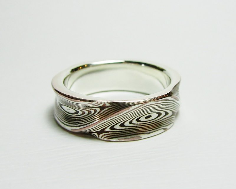 Element 47 Jewelry studio~ mokume gane ring  25  (silver/copper) - Couples' Rings - Other Metals Multicolor