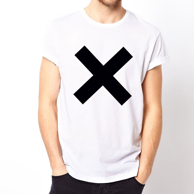 Xベーシック半袖Tシャツ-2色フォークXX三角形幾何学的な安っぽいファッションデザインWenqing - Tシャツ メンズ - その他の素材 多色