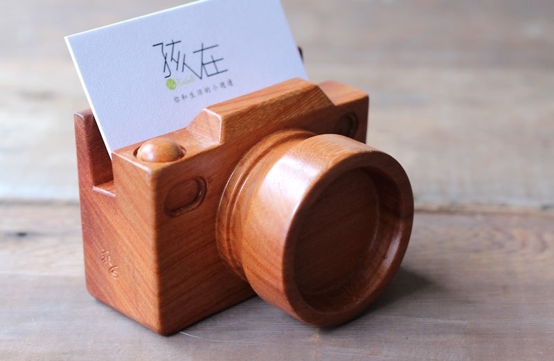 Mini wooden camera ▣ Namecard holder - Sticky Notes & Notepads - Wood Orange