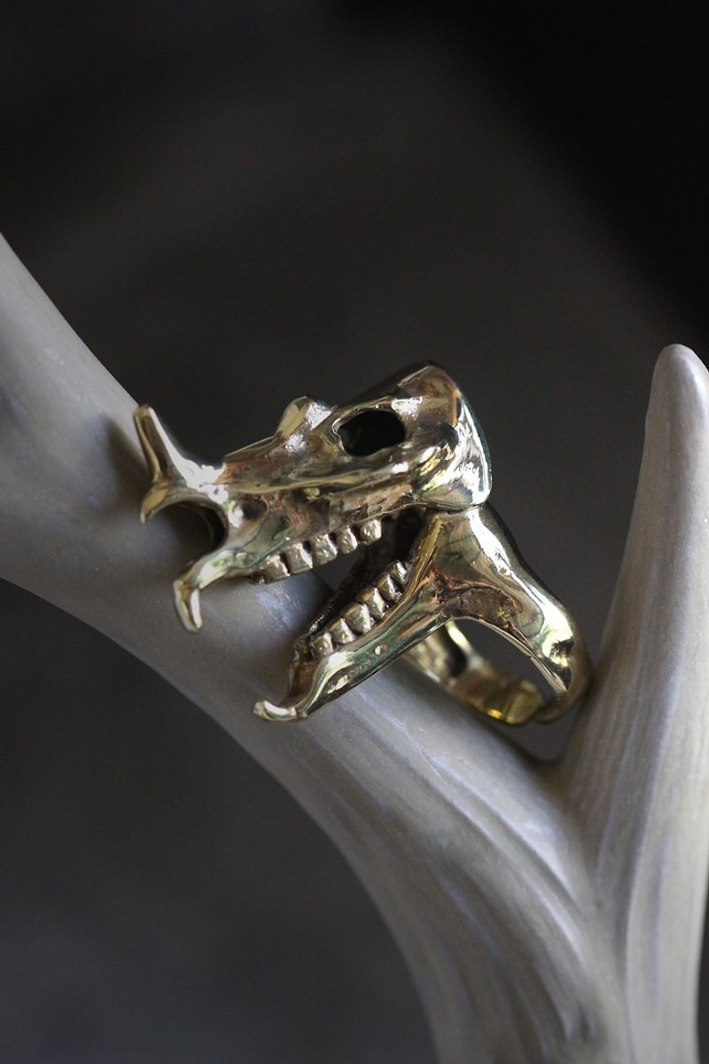 Rhino Skull Statement Ring by Defy - Original Handmade Jewelry - General Rings - Other Metals Gold