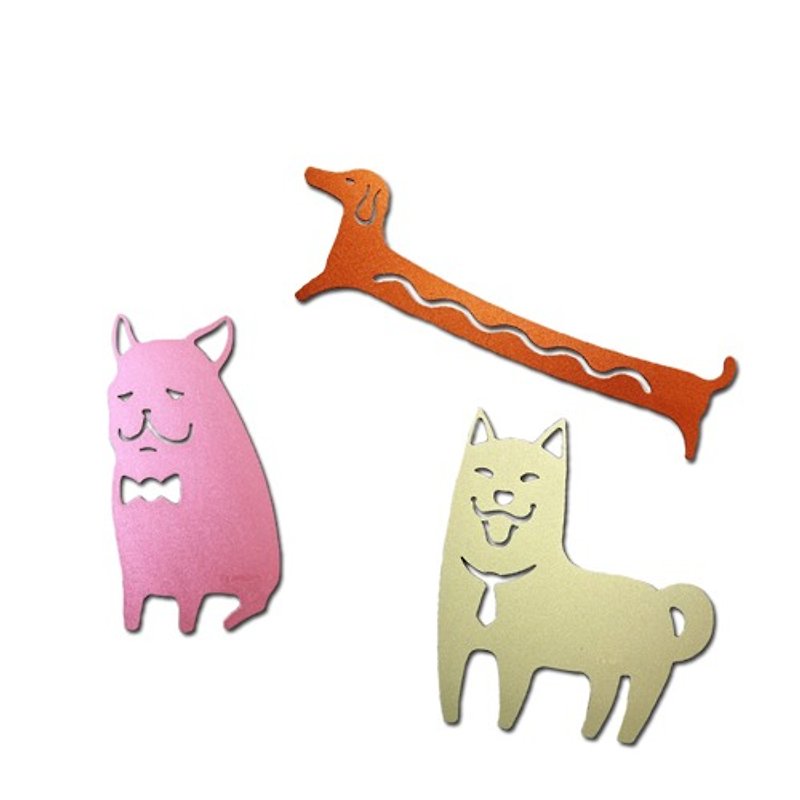 [Desk + 1] joy into the group of three dogs bookmark A- - Bookmarks - Other Metals Multicolor