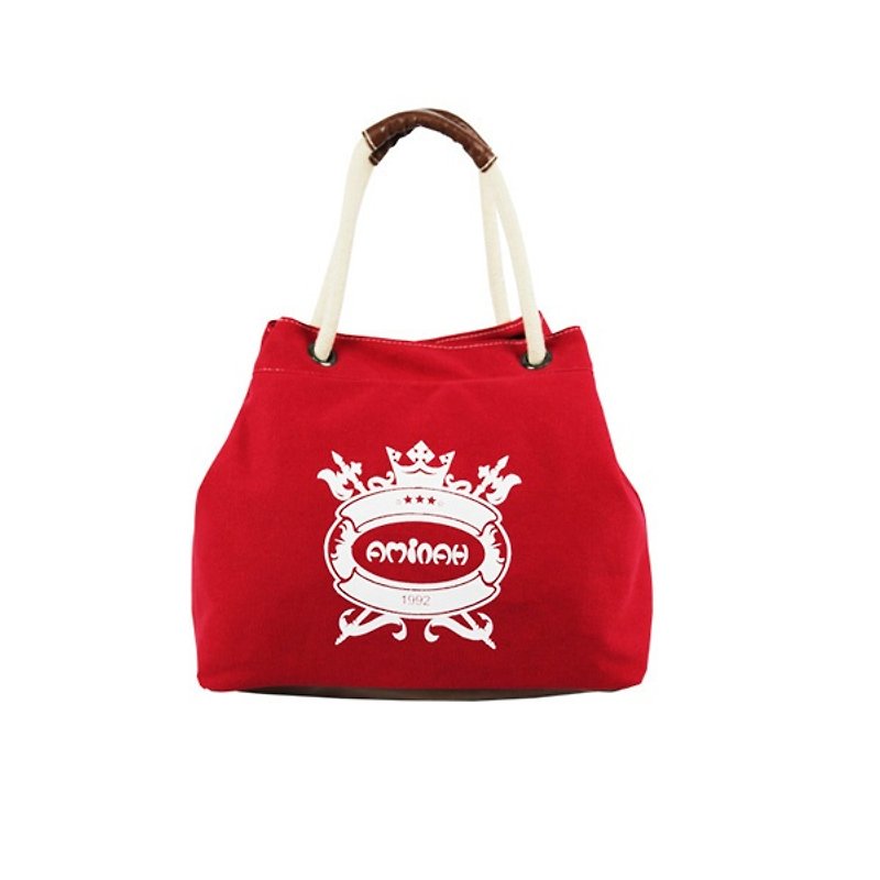 AMIMAH-休閒感美式多功能帆布包【am-0184】 - 手提包/手提袋 - 其他材質 紅色