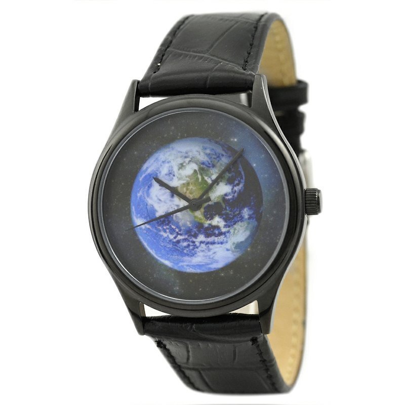 地球在星空手錶 - 女錶 - 其他金屬 黑色
