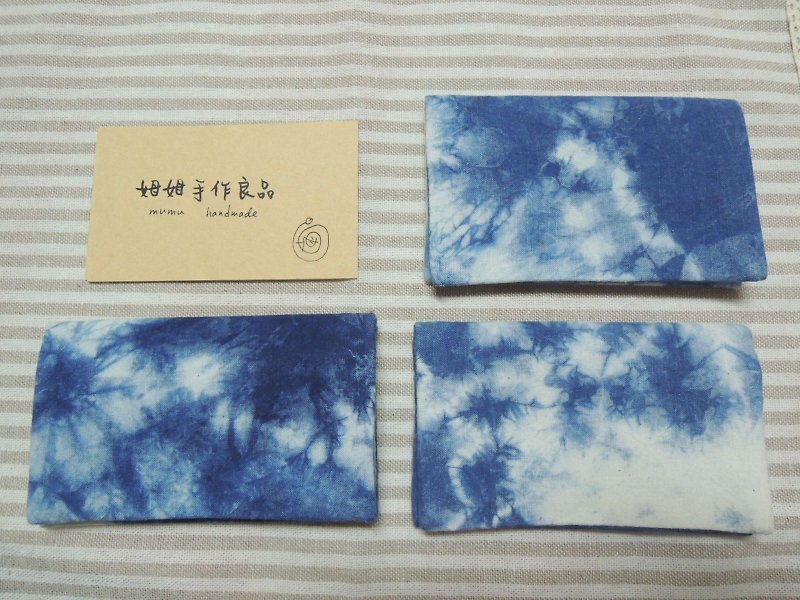 [Mumu dyeing] blue dyed plant dyeing business card holder, card holder - ที่ตั้งบัตร - ผ้าฝ้าย/ผ้าลินิน สีน้ำเงิน