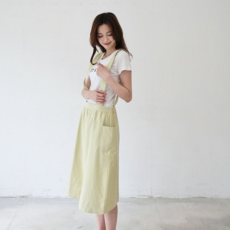 ◆ SUMI PLUS+手作系列吊帶工作裙◆3SF254_芥末黃 - 裙子/長裙 - 其他材質 黃色