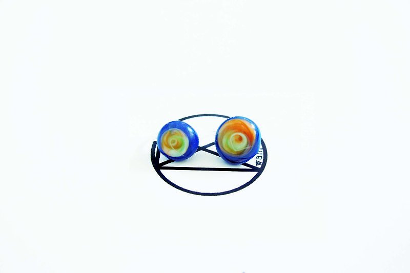 【Wahr】夾式-藍圈耳環(一對) - 耳環/耳夾 - 其他材質 藍色