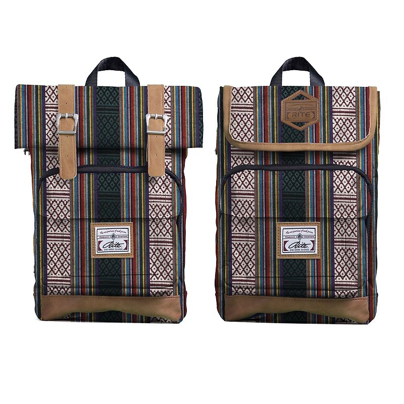 RITE twin package ║ flight bag x vintage bag (S) - Ethnic ║ coarse grid - Messenger Bags & Sling Bags - Waterproof Material Multicolor