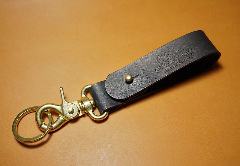 Leather key ring kelp black - Keychains - Genuine Leather Black