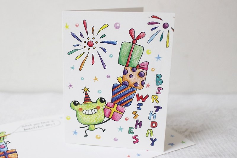 Illustration Big Card_Birthday Card (Frog Gift) - Cards & Postcards - Paper 