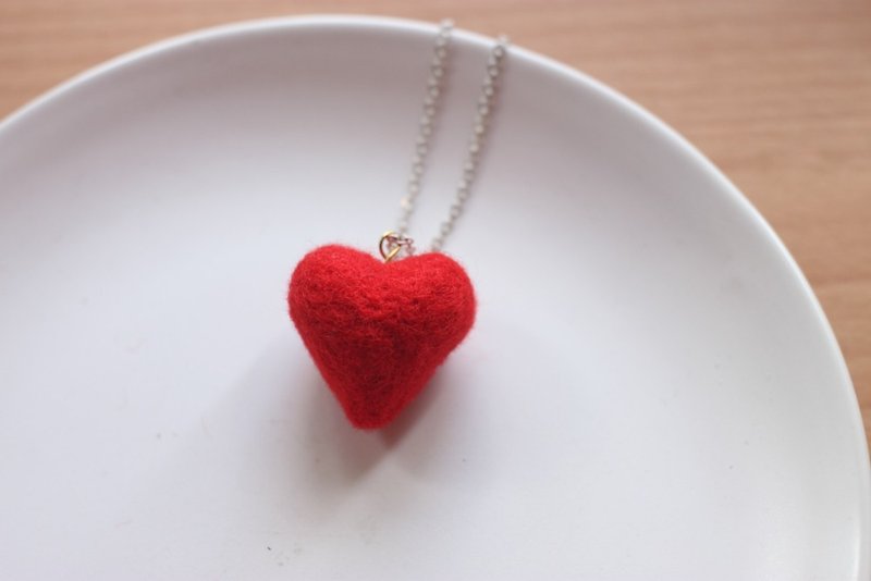 Red Heart Necklace (Small) - Necklaces - Wool Red