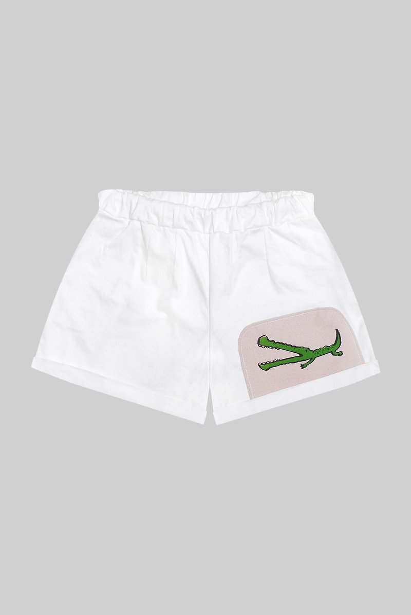 [Limited] a small crocodile difficulties / white patchwork high waist slacks - กางเกงขายาว - วัสดุอื่นๆ ขาว