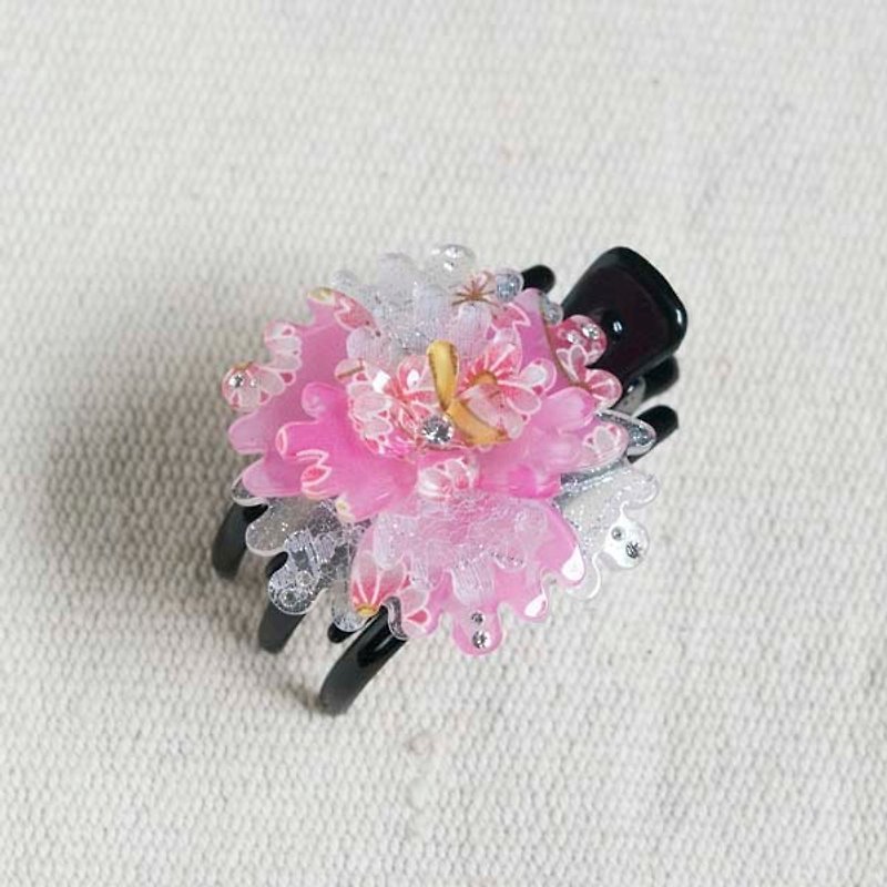 Thousands of cherry blossoms, peony, three claw clip, clip clip - powder - Hair Accessories - Acrylic Pink