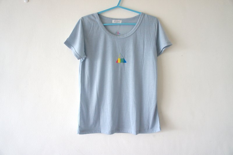 A hill soft short-sleeved t-shirt (blue / pink / ocean blue / dark gray rain / handsome black) - Women's T-Shirts - Cotton & Hemp Multicolor