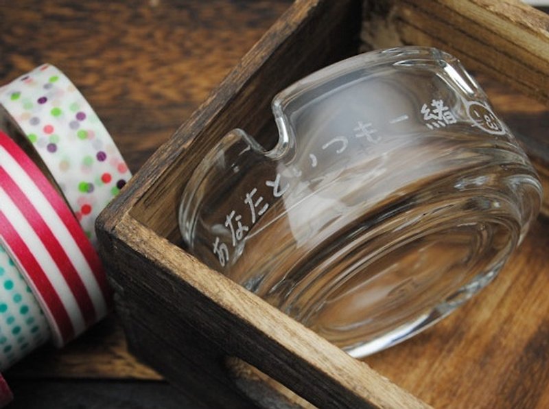 7cm [kitty] Japanese lettering glass ashtray ashtray Valentine's Day custom cat - Bar Glasses & Drinkware - Glass Brown