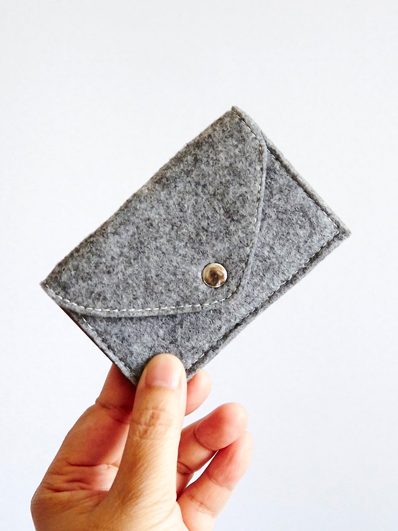 Handmade Envelope Wool Felt With Kraft Card Holder - Business card case - Wallets - Polyester Gray