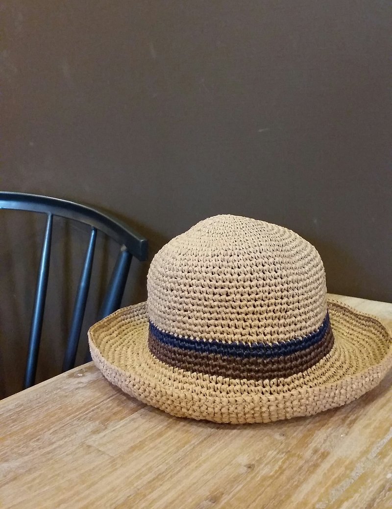 Wide eaves straw hat - warm linen color - Hats & Caps - Cotton & Hemp Gold