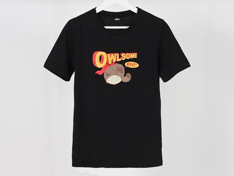 Owlsome, the guardian of owls, boys - Men's T-Shirts & Tops - Cotton & Hemp Black