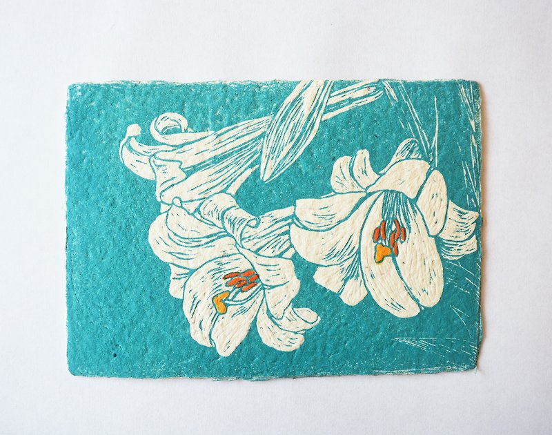 Handwritten cardboard printed postcards Taiwan lily - Cards & Postcards - Paper Green