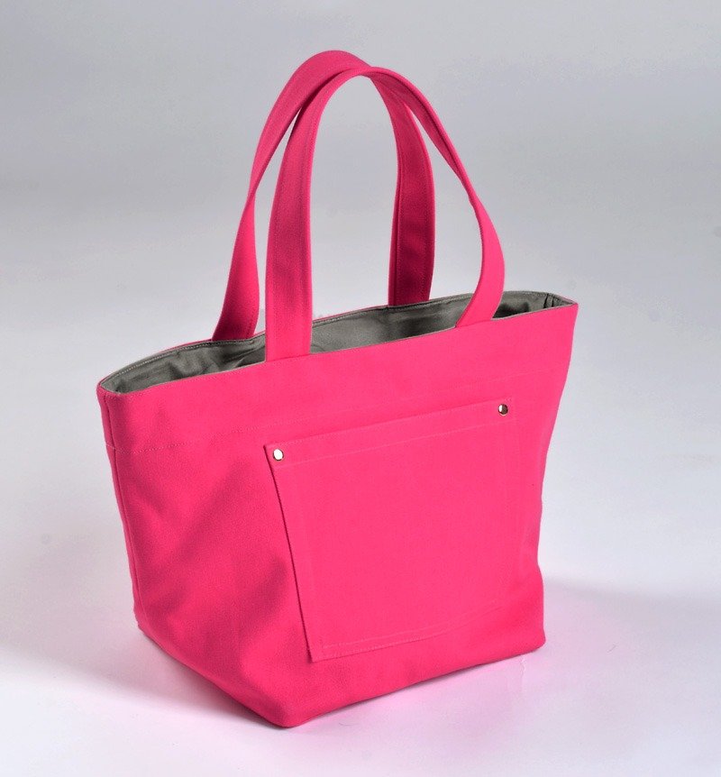 haute couture series - posted outside pocket tote bag - pink - Handbags & Totes - Cotton & Hemp 