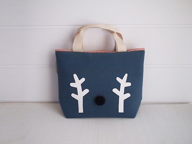 hairmo. Elk big nose out of bag / lunch bags zipper section (gray-blue) - Handbags & Totes - Other Materials Blue