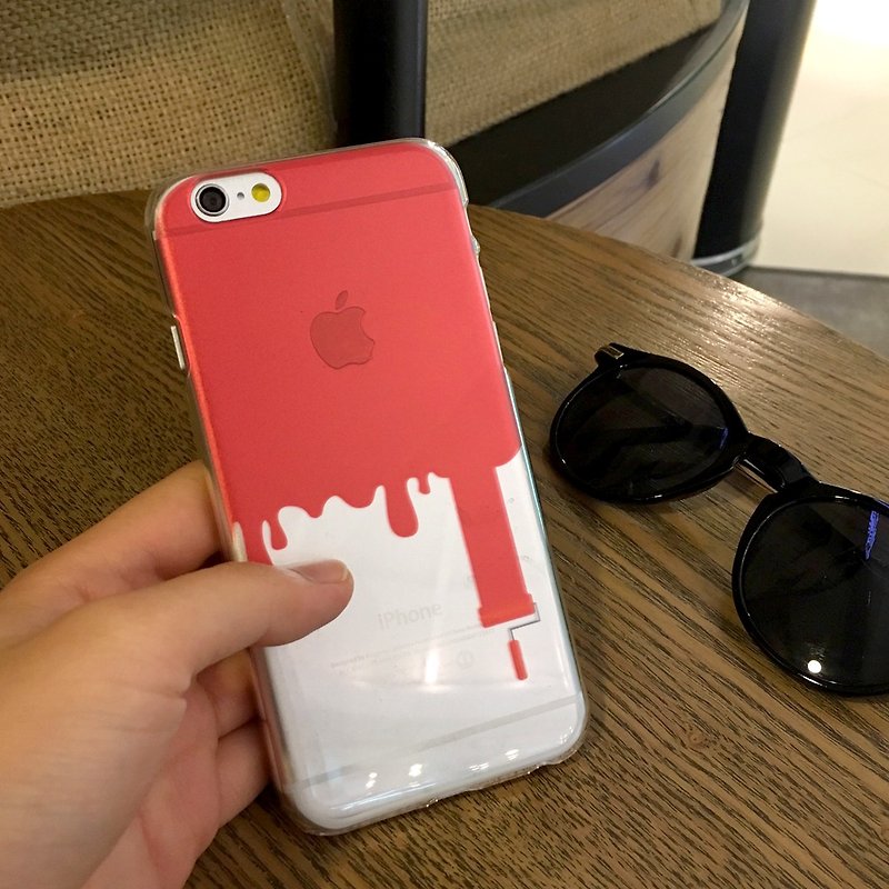 香港原創設計 紅色趣味油漆在牆上 iPhone X,  iPhone 8,  iPhone 8 Plus, iPhone 7, iPhone 7 Plus, iphone 6/6S , iphone 6/6S PLUS, Samsung Galaxy Note 7 透明手機殼 - 手機殼/手機套 - 塑膠 紅色