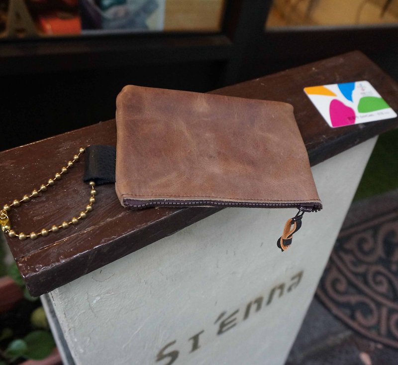 Genuine leather universal coin bag - กระเป๋าสตางค์ - หนังแท้ สีนำ้ตาล