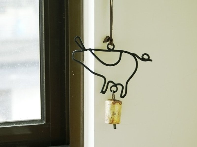 アテンダント豚 - 日本は、レトロなワイヤーストラップをリンギング鮮明な装飾鐘をインポート - その他 - 金属 ブラック