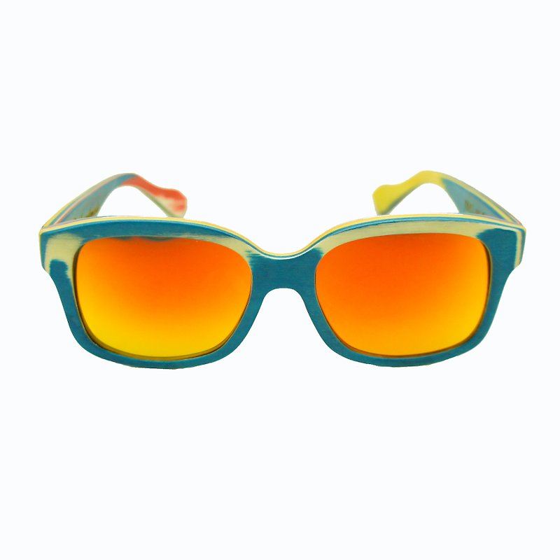 BLR wooden skateboard Recycled Skateboard Eyewear sunglasses lens Detachable - Glasses & Frames - Wood Multicolor