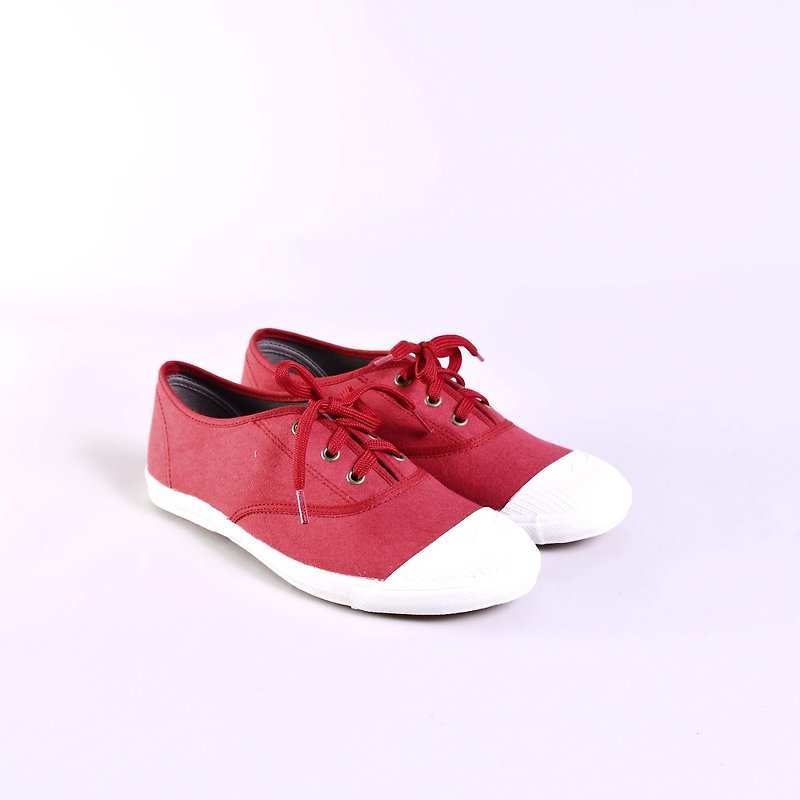【Off-season sale】kara古布紅/休閒鞋/帆布鞋 - 女款休閒鞋 - 棉．麻 紅色