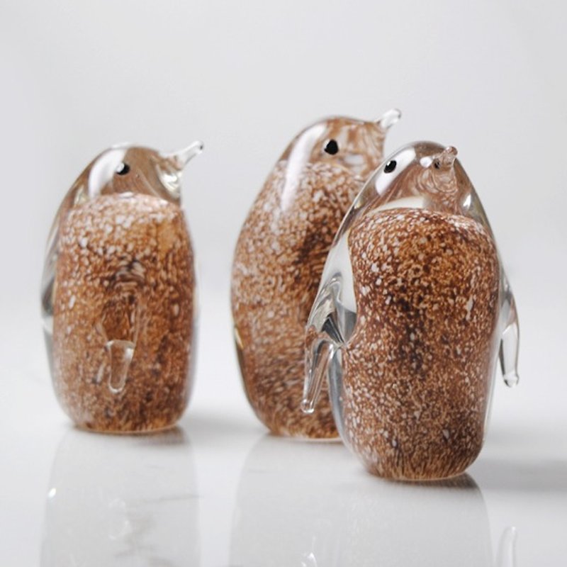 7cm【南極企鵝】Penguin Baby 企鵝寶寶 玻璃藝術 (1隻)不雕刻作品 - 擺飾/家飾品 - 玻璃 咖啡色