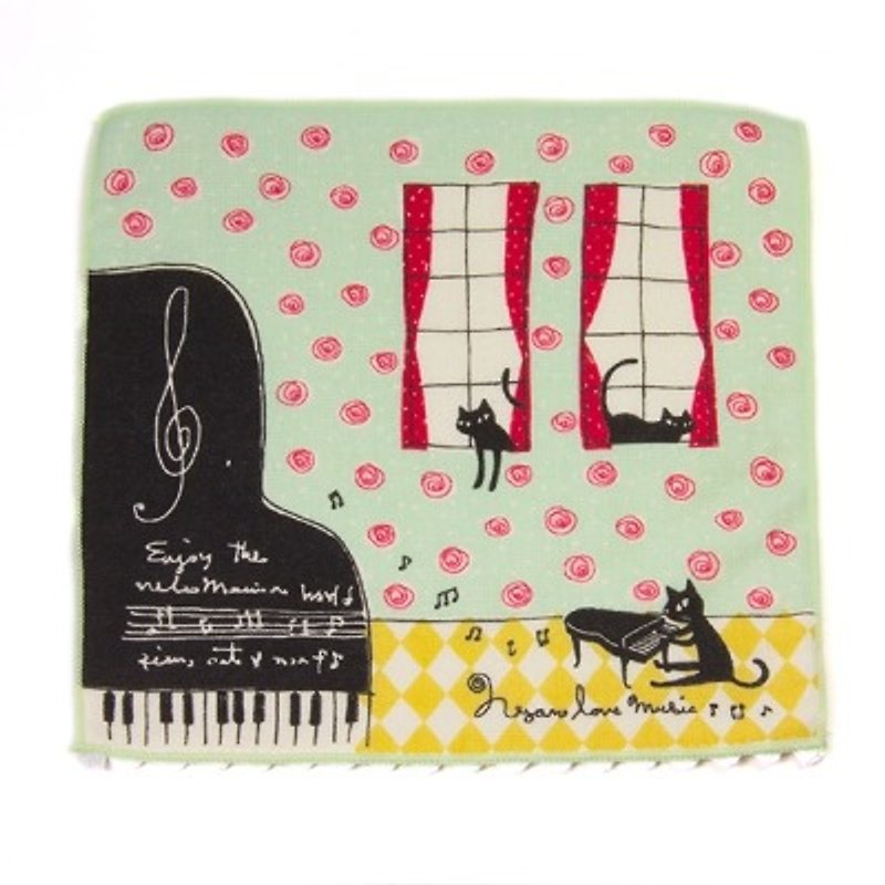 Noafamily, Noah Keyboard Cat handkerchief embroidered towel _PC (K26-PC) - ผ้าเช็ดหน้า - ผ้าฝ้าย/ผ้าลินิน หลากหลายสี