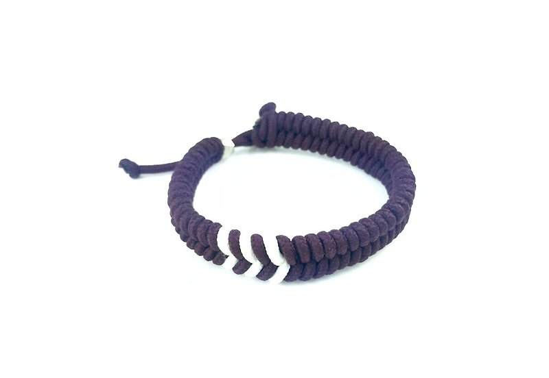"Brown bottom white striped bracelet" - Bracelets - Cotton & Hemp Brown