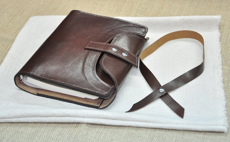 Cycle Life Series: Coffee & Dark Green Leather 6-hole A5 Loose-leaf Notebook - Notebooks & Journals - Genuine Leather Brown