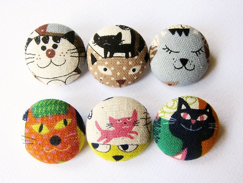 Cloth button button knitting sewing handmade material cat puzzle DIY material - เย็บปัก/ถักทอ/ใยขนแกะ - ผ้าฝ้าย/ผ้าลินิน หลากหลายสี