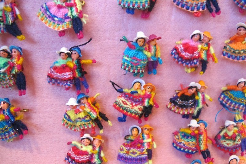 Peruvian traditional costume small couple pin - Brooches - Other Materials Multicolor